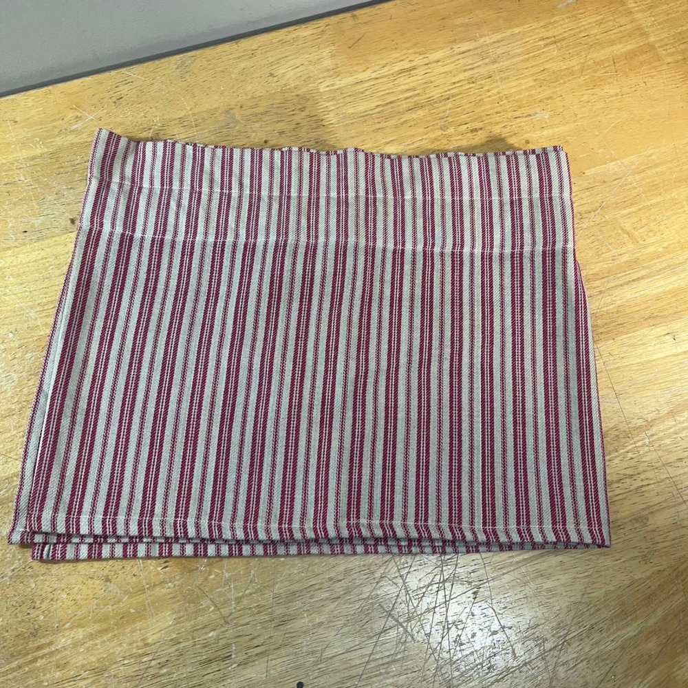 Park Designs Valance 72x14 Red Cream Excellent Vtg Ticking Stripe Farmhouse